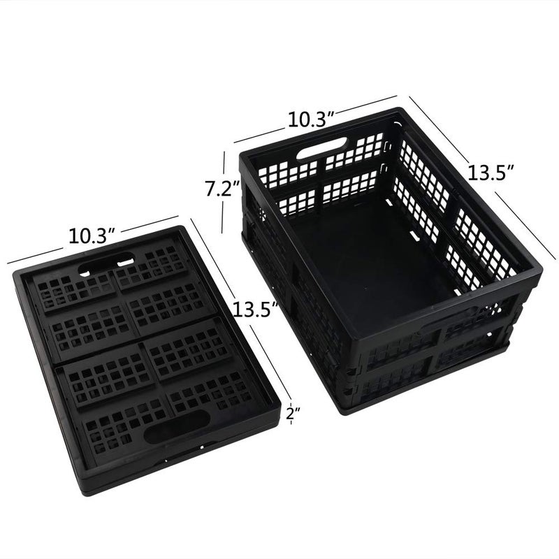 Utiao 16 Quart Collapsible Storage Crates 3 Packs, Black Folding Storage Bin Plastic Milk Crate - Image 3